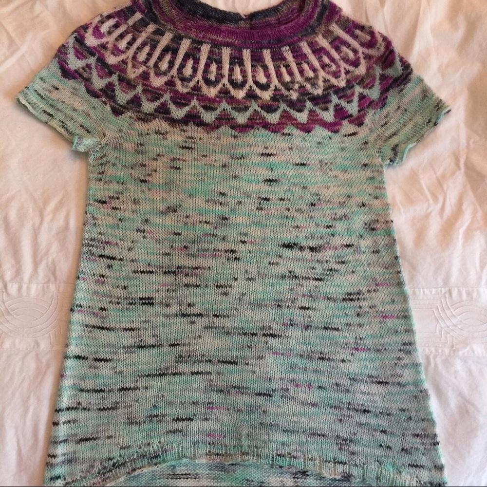 Hand knit fair aisle short sleeve sweater